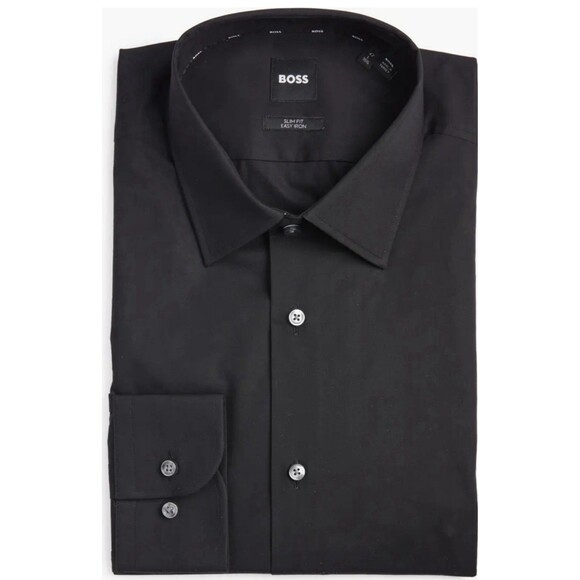 Hugo Boss Other - Hugo Boss Men Hank Slim Fit Easy Iron Black Button Down Dress Shirt 41/16 NWOT